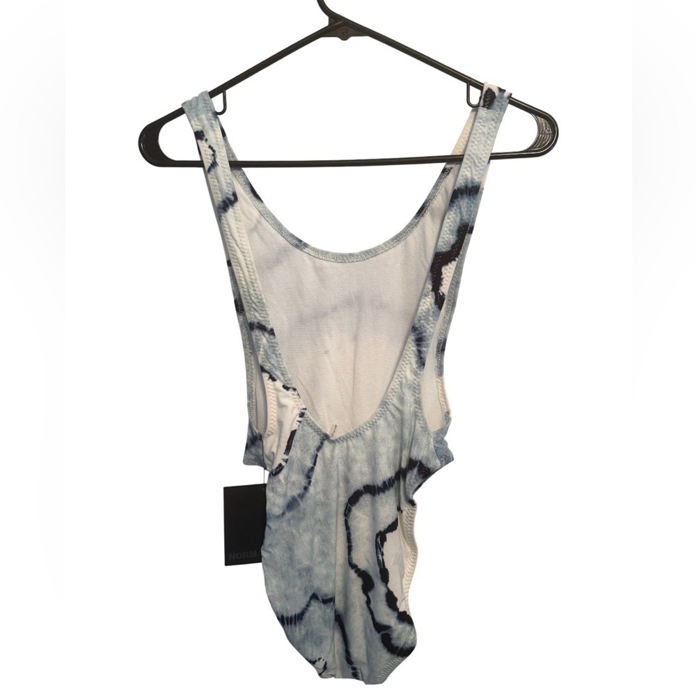NEW Norma Kamali Marissa Tie Dye One Piece Swimsuit Size XS Blue White - Picture 3 of 9